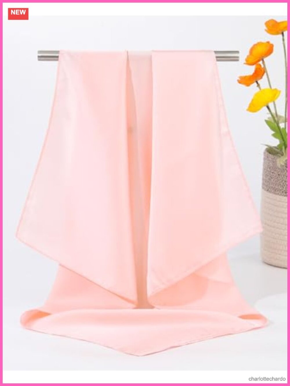 27.5" Square Silk-Like Satin Head Scarf Hair Wrap Bandana - Picture 5 of 5